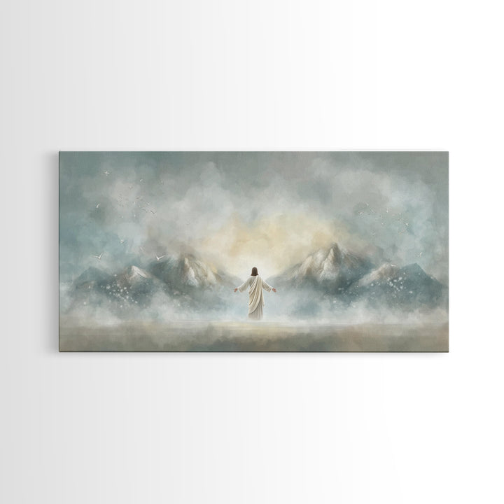 Peaceful Pastures, Framed Canvas Print, Christian Art Canvas, Christian Painting, Christian Wall Art, Christian Art, Jesus Painting