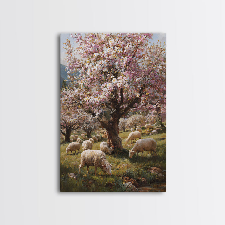 Shepherd Of Blossoms – Framed Canvas Print – Christian Wall Art – Jesus Painting – Christian Christmas Art – Christian Art Canvas