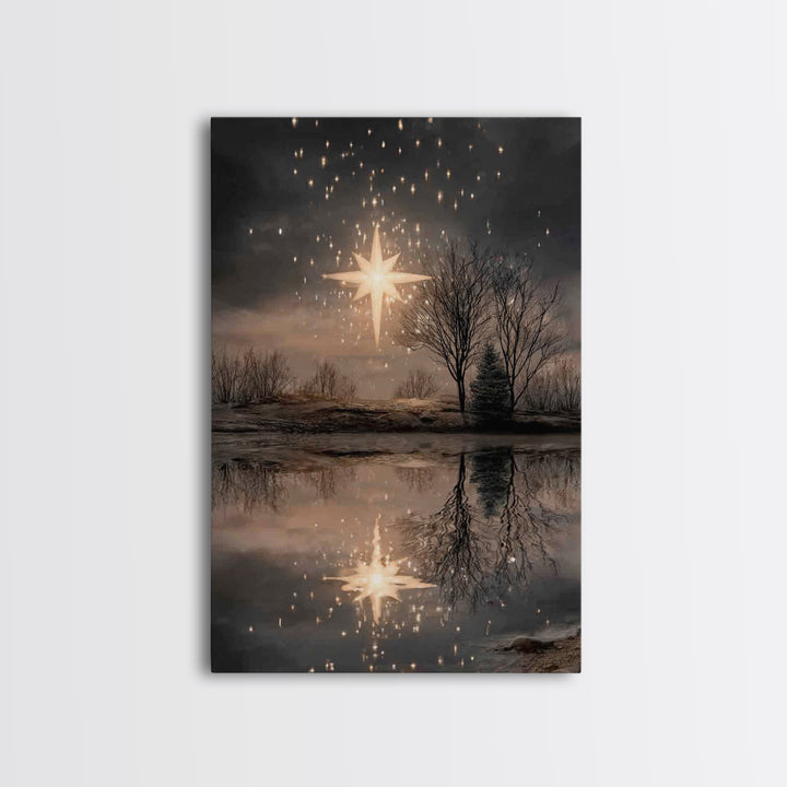 Star Of Hope – Framed Canvas Print – Christian Christmas Art – Christian Art Canvas – Christian Wall Art – Moody Christian Art – Christmas