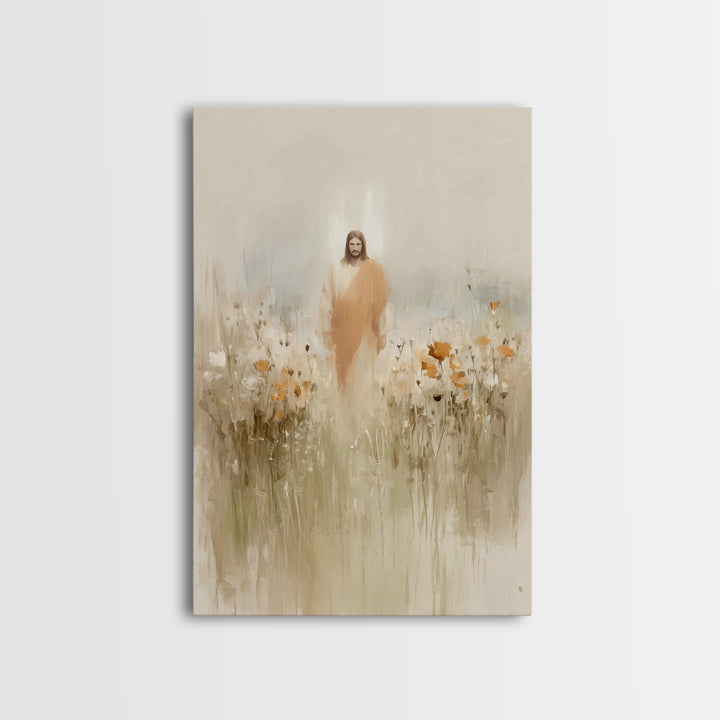 Flowers of His Mercy – Framed Canvas Print – Christian Art Canvas – Minimalist Christian Art – Jesus Painting – Christian Wall Art