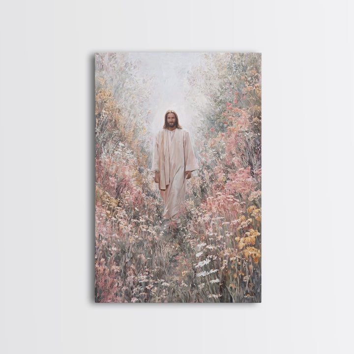 Radiant Garden Light | Framed Canvas Print | Christian Art Canvas | Jesus Painting | Modern Christian Art | Christian Wall Art | Christian