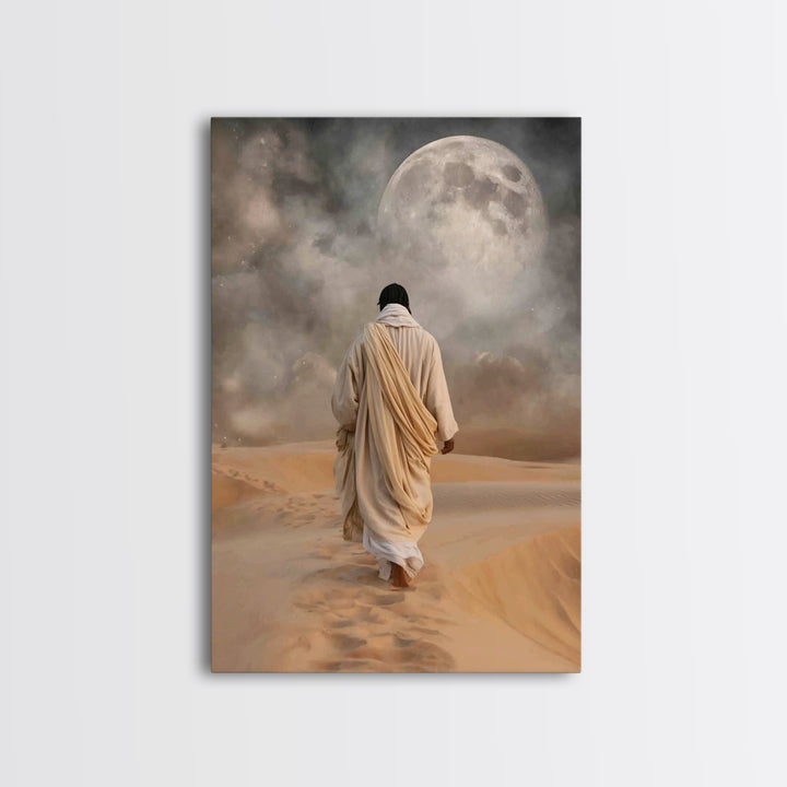 Silent Dawn Path – Framed Canvas Print – Jesus Painting – Christian Wall Art – Subtle Christian Art – Christian Art Canvas – Christian Gift