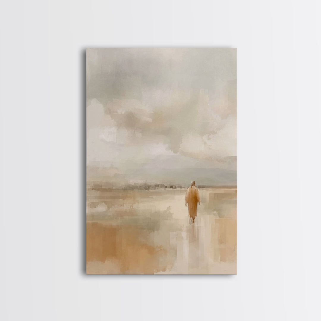 Quiet Pilgrim Path | Framed Canvas Print | Christian Wall Art | Jesus Painting | Christian Art Canvas | Subtle Christian Art | Christian De
