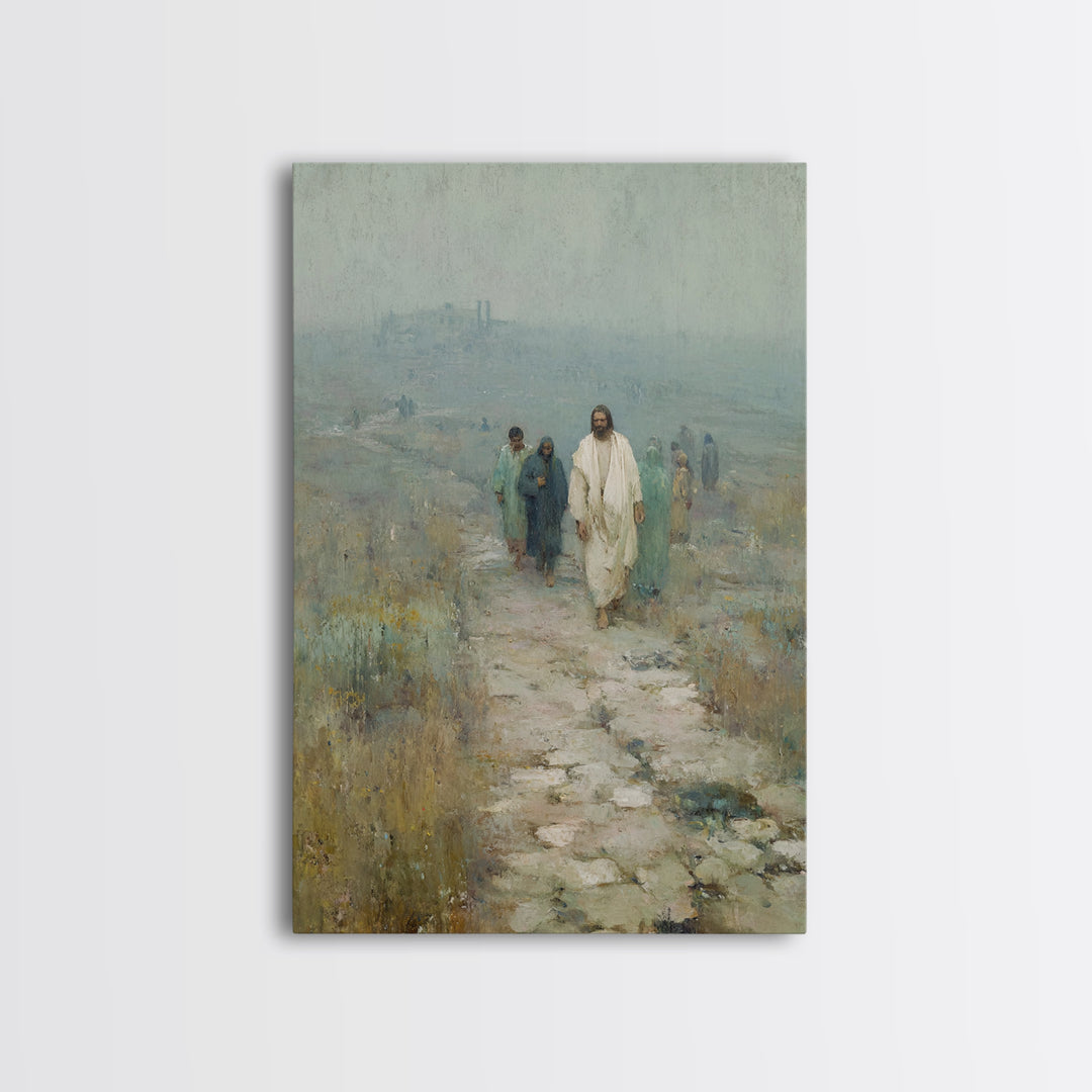 Path Of Discipleship | Framed Canvas Print | Christian Art Canvas | Jesus Painting | Vintage Christian Art | Christian Wall Art | Christian