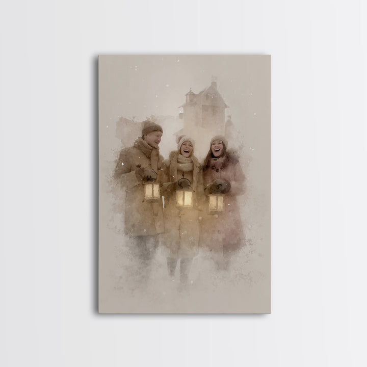 Joyful Gathering – Framed Canvas Print – Christian Wall Art – Christian Art Canvas – Christmas Art – Christian Christmas Decor