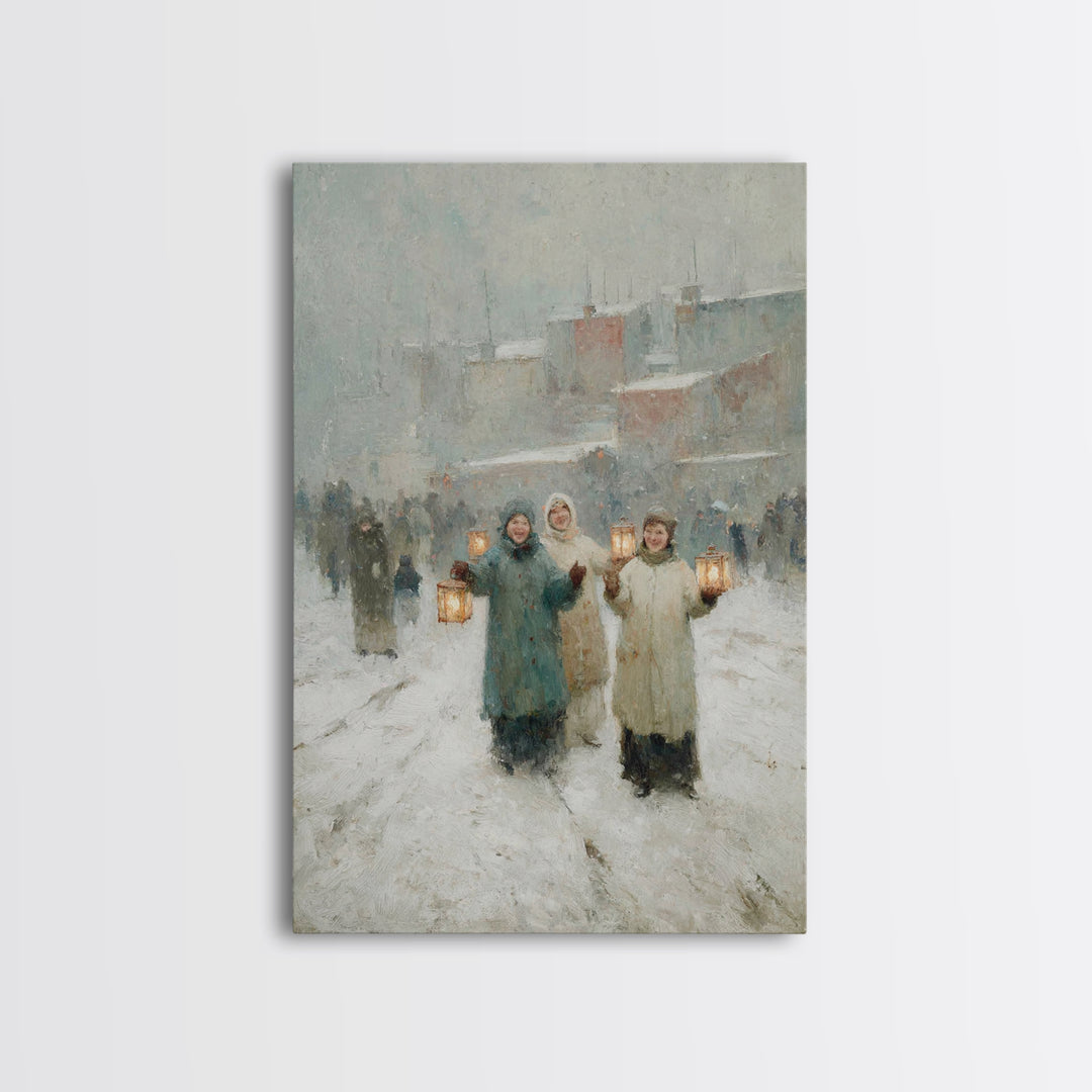 Snowy Companions – Framed Canvas Print – Christian Art Canvas – Christmas Wall Art – Christian Christmas Art – Christian Decor