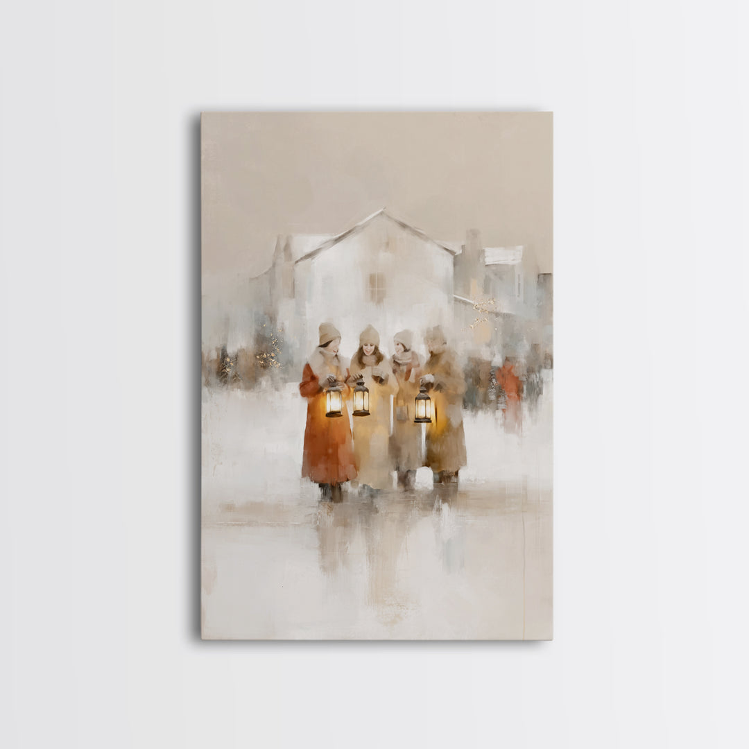 Village Sisters – Framed Canvas Print – Christian Art Canvas – Christian Wall Art – Christmas Art – Christian Christmas Art