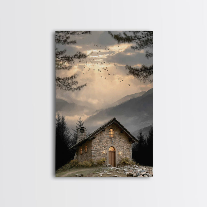 Evening Chapel – Framed Canvas Print – Christian Wall Art – Christian Art Canvas – Christian Decor – Christian Painting