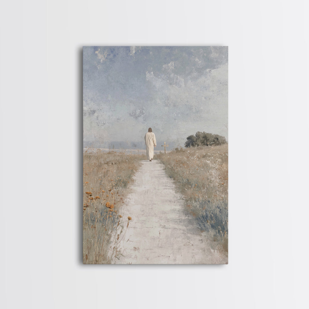 Meadow Journey – Framed Canvas Print – Christian Wall Art – Christian Art Canvas – Christian Painting – Minimalist Christian Art