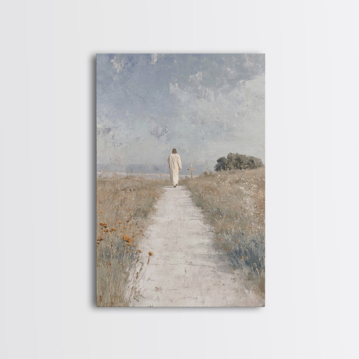 Meadow Journey – Framed Canvas Print – Christian Wall Art – Christian Art Canvas – Christian Painting – Minimalist Christian Art