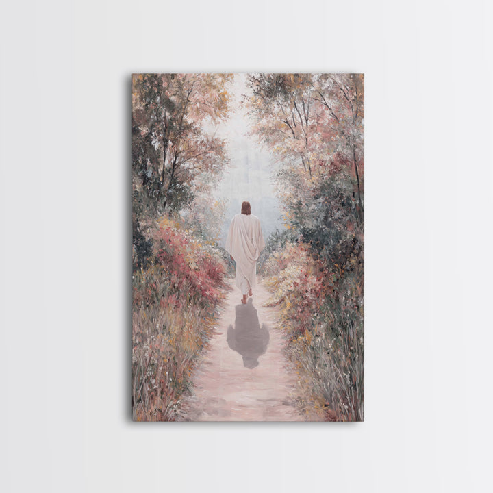 Autumn Walk Light – Framed Canvas Print – Christian Art Canvas – Christian Wall Art – Christian Art Painting – Modern Christian Painting