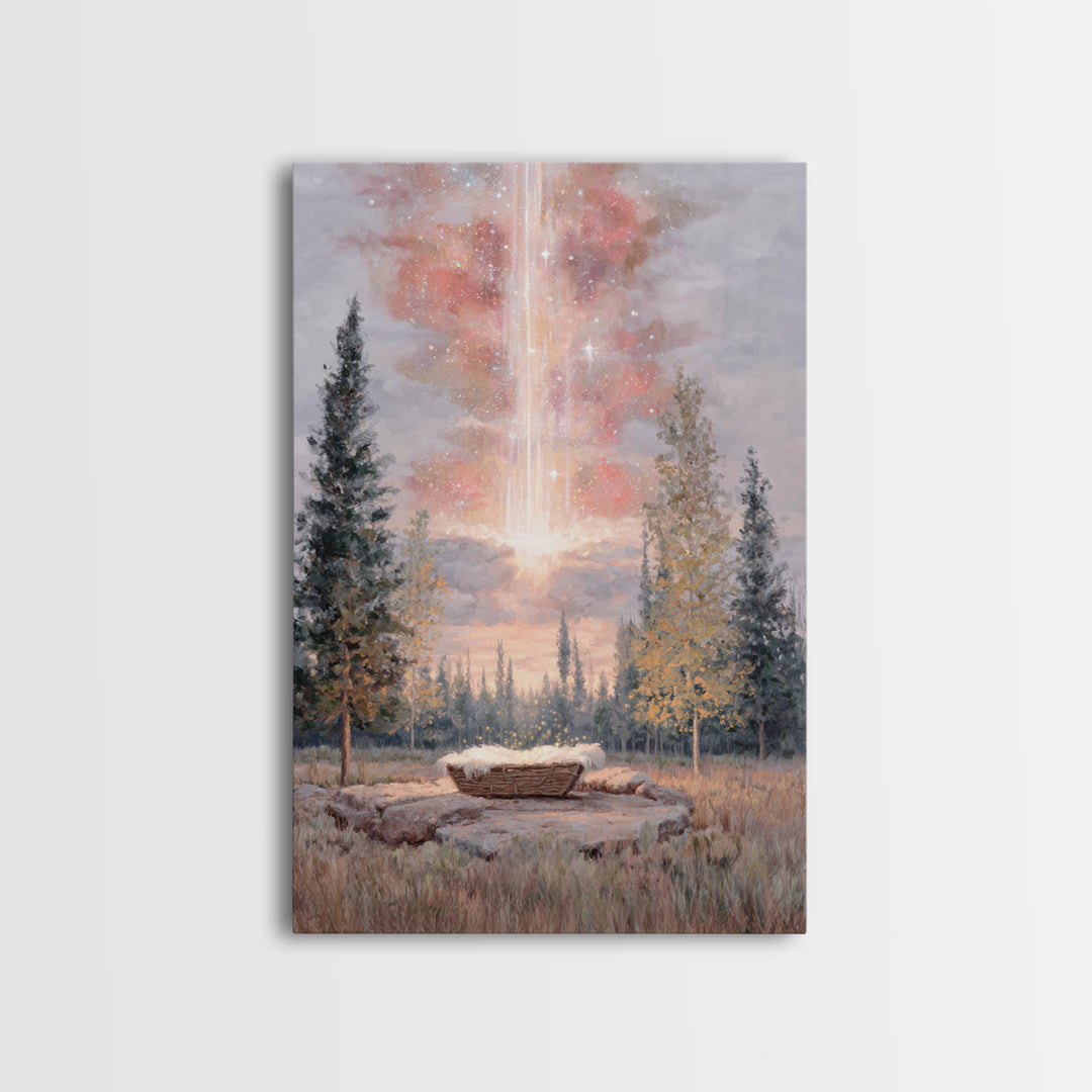 Celestial Birth Glory – Framed Canvas Print – Christian Wall Art – Christmas Art – Christian Art Canvas – Christian Christmas Art