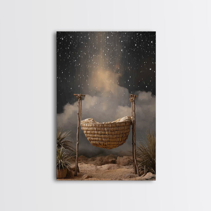 Night Of Promise – Framed Canvas Print – Christian Wall Art – Christian Christmas Art – Christian Art Canvas – Christmas Art