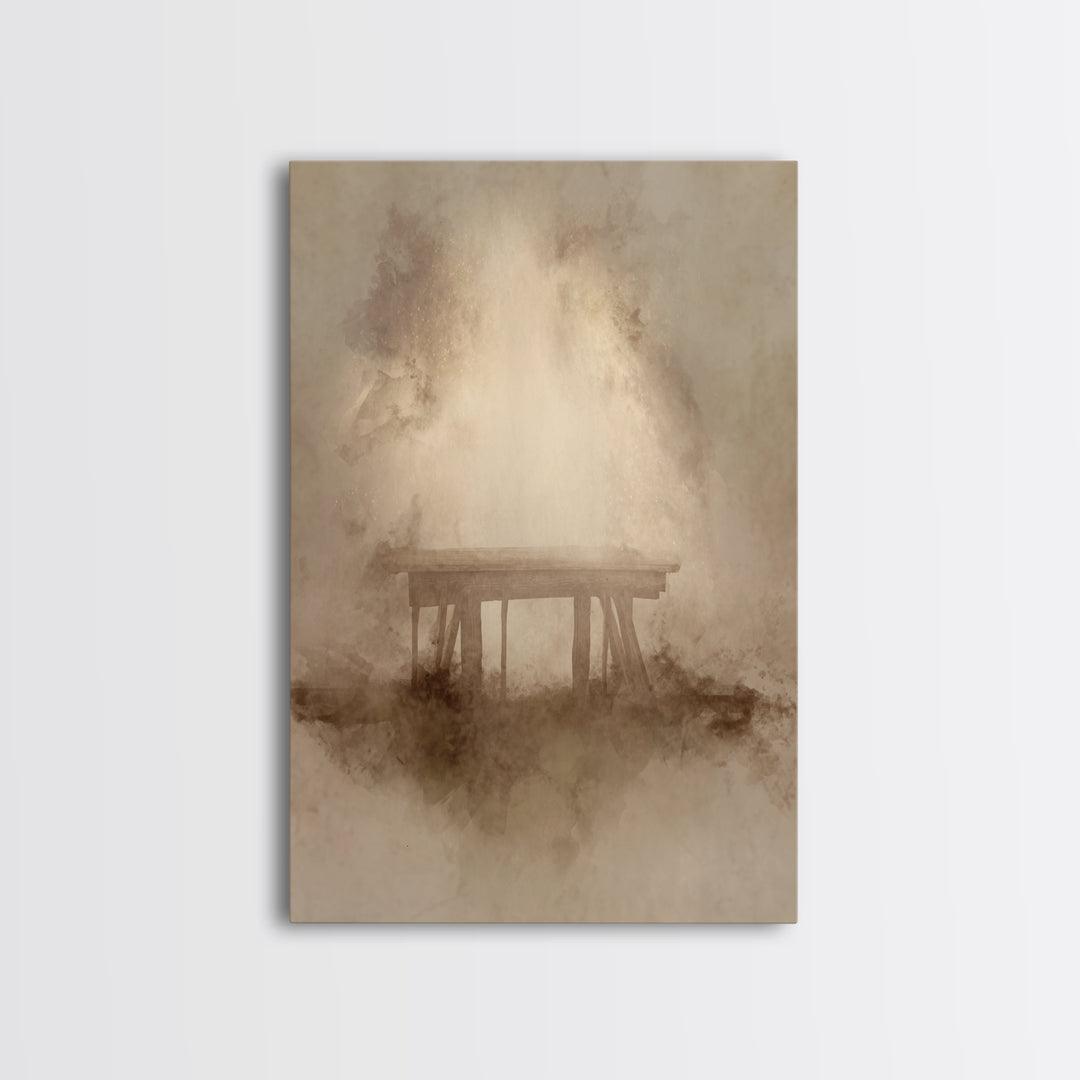 Silent Birth Place – Framed Canvas Print – Christian Wall Art – Christian Art Canvas – Minimalist Christian Art – Christmas Art