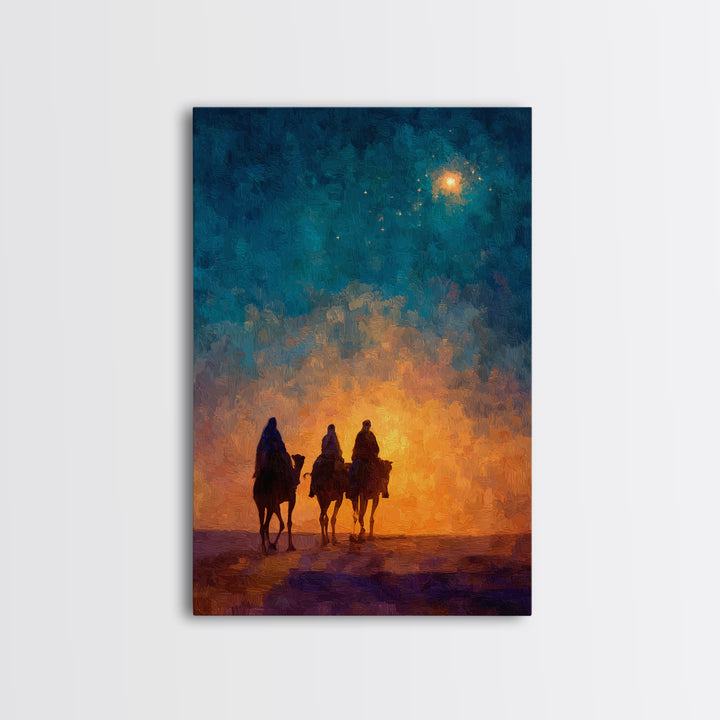 The Guiding Star – Framed Canvas Print – Christian Wall Art – Christian Art Canvas – Jesus Painting – Christmas Art