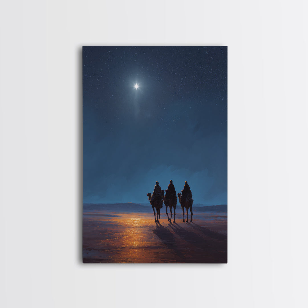 Night of Promise, Framed Canvas Print, Christian Wall Art, Modern Christian Art, Jesus Christmas Art, Christmas Canvas Wall Art, Christian