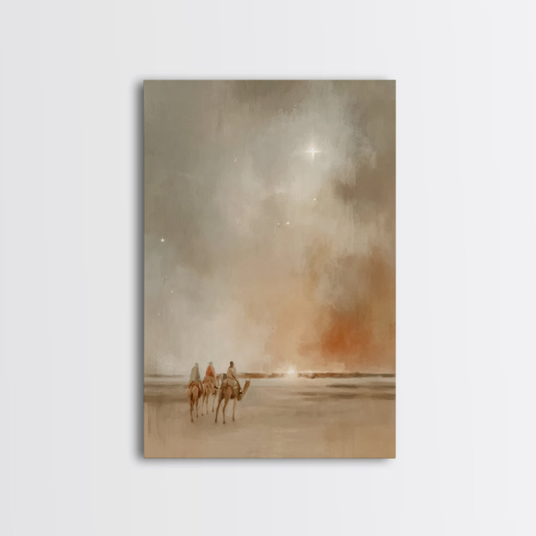 Three Kings Dawn – Framed Canvas Print – Christian Art Canvas – Christmas Wall Art – Jesus Painting – Christian Christmas Decor – Christian