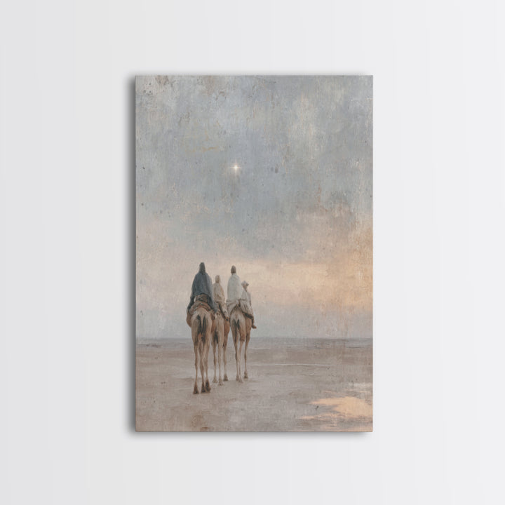 Bethlehem Moonrise, Framed Canvas Print, Christian Art Canvas, Christmas Wall Art, Jesus Painting Canvas, Christian Christmas Art, Modern C