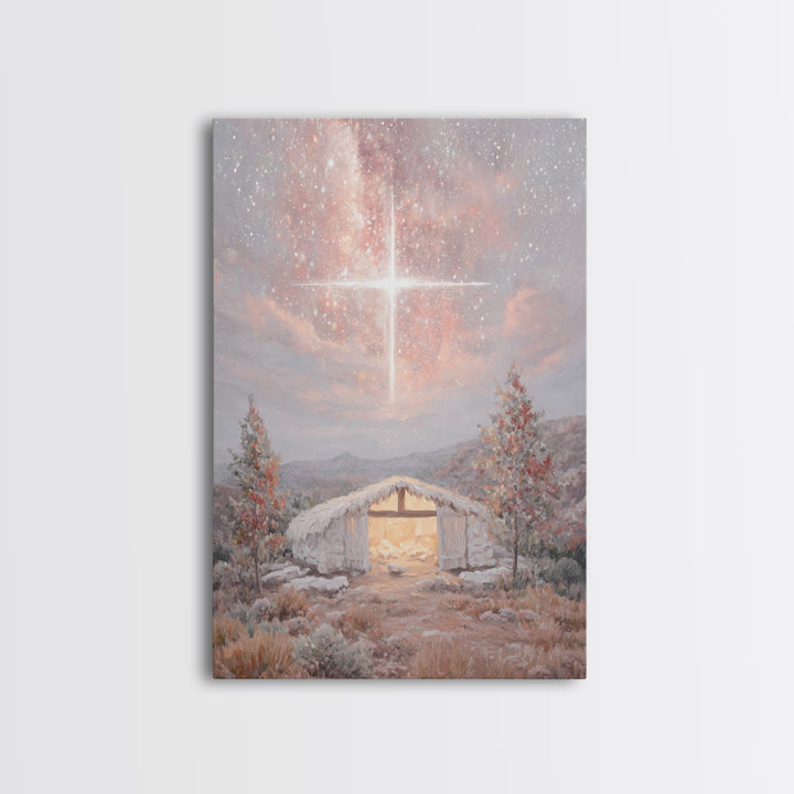 Manger Glory | Framed Canvas Print | Christian Christmas Art | Christian Wall Art | Jesus Art Print | Christmas Art Work | Christian Decora