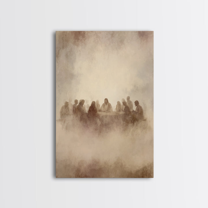 Supper In The Mist, Framed Canvas Print, Christian Wall Art, Jesus Art Print, Christian Art Canvas, Subtle Christian Art, Christian Gift Id