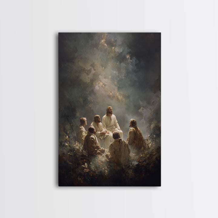 Circle of Christ, Framed Canvas Print, Christian Wall Art, Large Jesus Painting, Christian Art Gift, Modern Christian Painting, Unique Chri