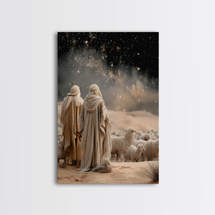Night Watch – Framed Canvas Print – Christian Art Canvas – Christian Wall Art – Christian Christmas Art – Moody Christian Art – Christian D