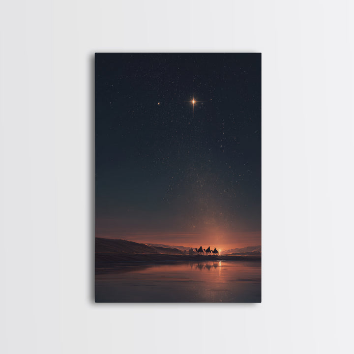 Midnight Star – Framed Canvas Print – Christmas Wall Art – Christian Christmas Art – Christian Art Canvas – Christian Decor – Christian Gif