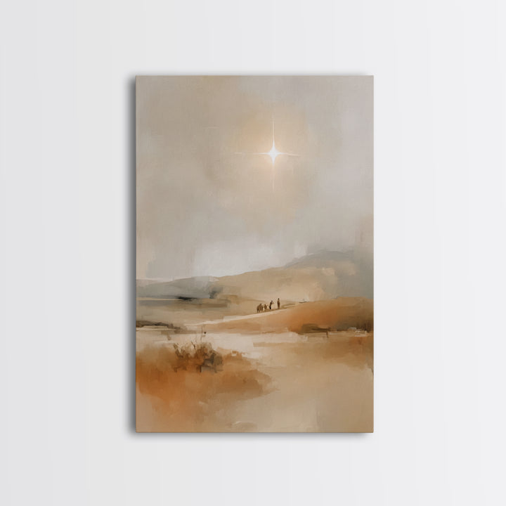 Desert Light Journey – Framed Canvas Print – Christian Art – Christmas Canvas Wall Art – Christian Painting – Jesus Christmas Art