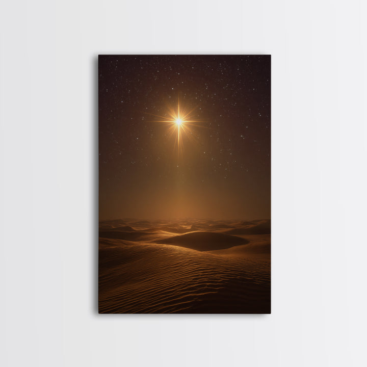 Radiant Night Star – Framed Canvas Print – Christian Wall Art – Christmas Art Prints – Christian Art Gift – Modern Christian Art