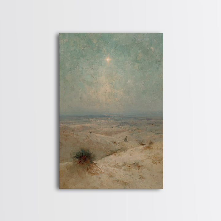Silent Holy Star – Framed Canvas Print – Christian Art Painting – Christmas Wall Art – Christian Art Gift – Subtle Christian Art