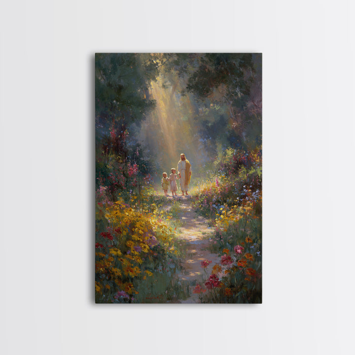 Garden Of Peace - Framed Canvas Print - Christian Wall Art - Jesus Painting - Christian Art Canvas - Christian Gift - Christmas Art