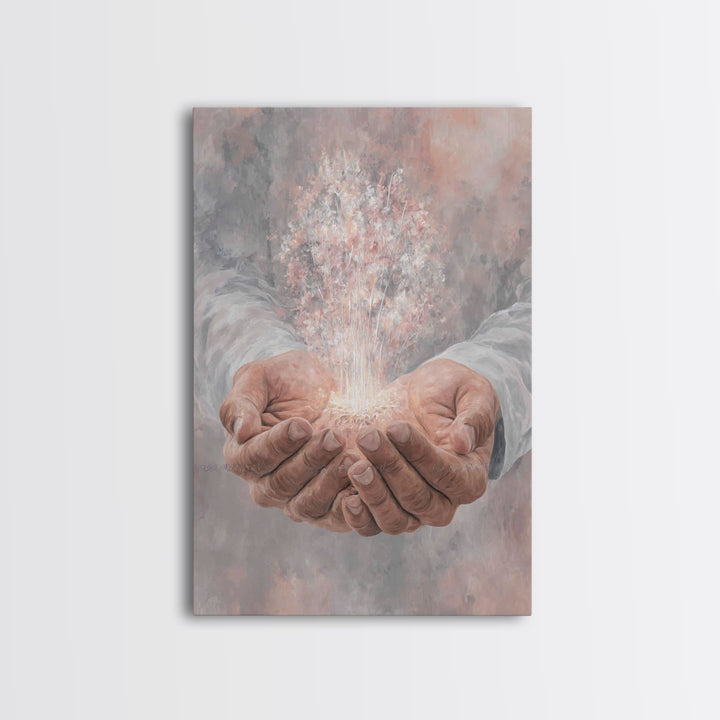 Hands Of Renewal , Framed Canvas Print, Christian Art Canvas, Christian Wall Art, Modern Christian Art, Jesus Painting, Christian Gift