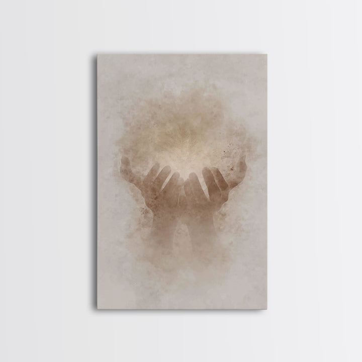 Grace In Hands – Framed Canvas Print – Christian Wall Art – Christian Art Canvas – Minimalist Christian Art – Christian Gift – Subtle Chris