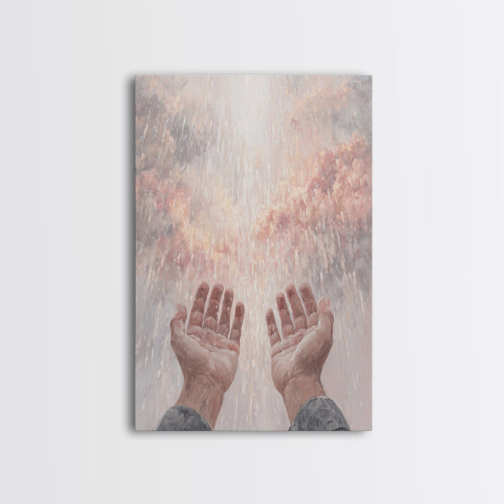 Heaven’s Rain , Framed Canvas Print, Christian Wall Art, Christian Art Canvas, Christian Painting, Christian Gift, Large Christian Art