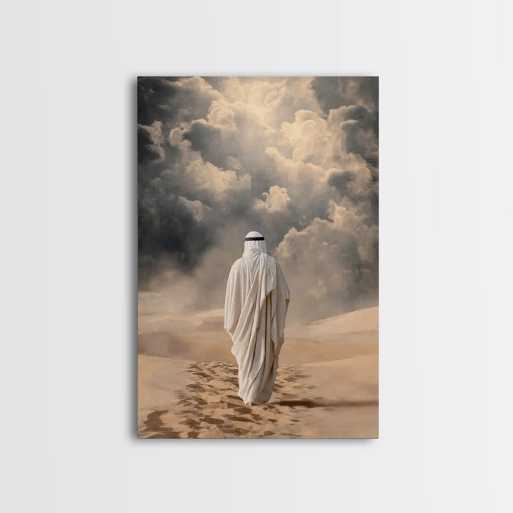Desert Walk Light – Framed Canvas Print – Christian Art Canvas – Christian Wall Art – Jesus Painting – Modern Christian Art – Christian Gif