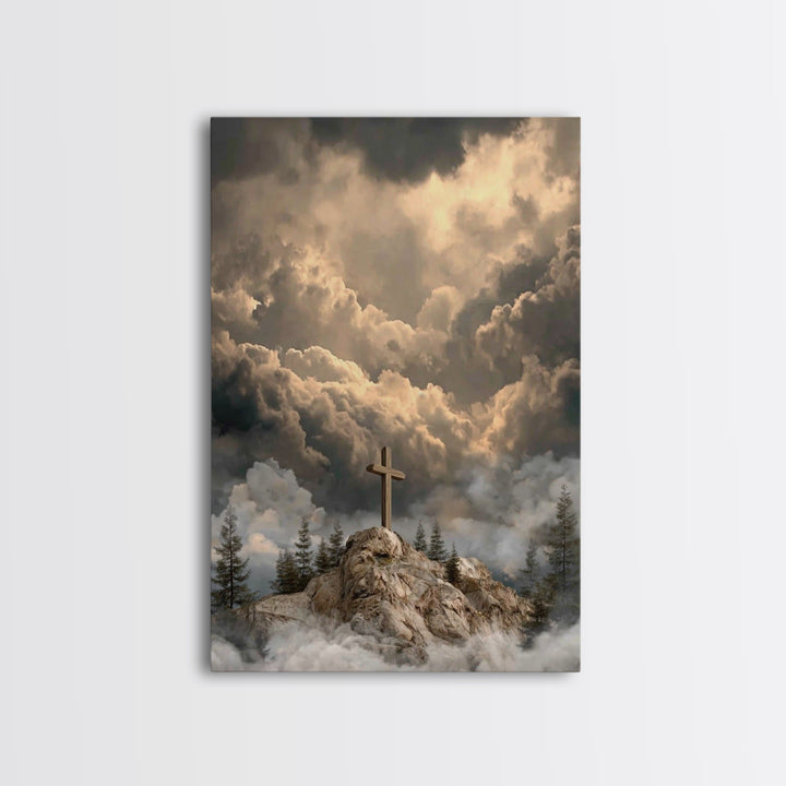 Light Over Zion – Framed Canvas Print – Christian Wall Art – Christian Art Work – Subtle Christian Paintings – Moody Christmas Art – Christ