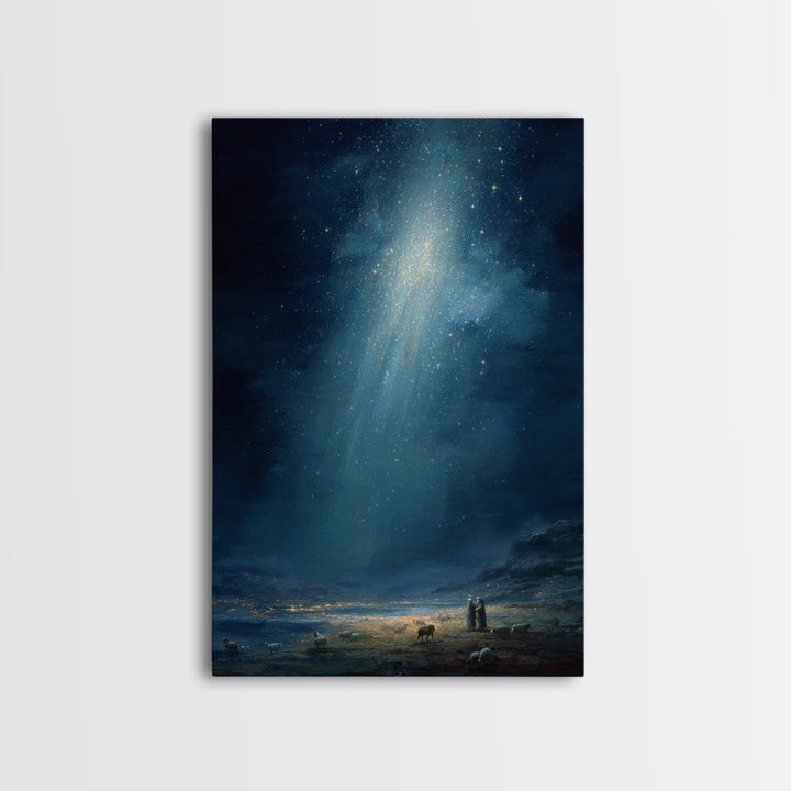 Night Of Promise | Framed Canvas Print | Christian Wall Art | Christian Christmas Art | Christmas Wall Art | Christian Art Canvas | Moody C