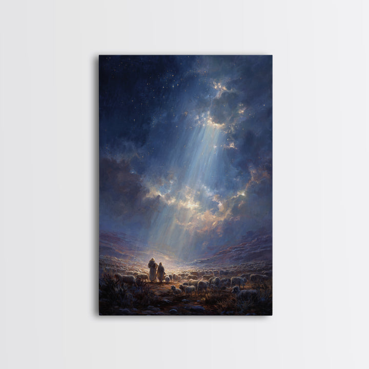 Heaven’s Radiance – Framed Canvas Print – Christian Wall Art – Christian Christmas Art – Large Christian Painting – Christmas Art Prints –