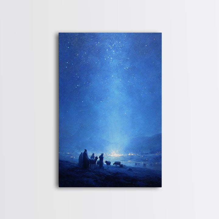Bethlehem Blue – Framed Canvas Print – Christian Wall Art – Christian Christmas Art – Christmas Canvas Wall Art – Blue Christian Art – Chri