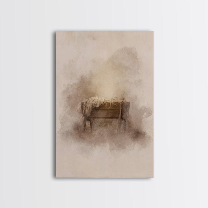 Silent Manger – Framed Canvas Print – Christian Wall Art – Christian Art Canvas – Christmas Art – Subtle Christian Art – Christian Decorati