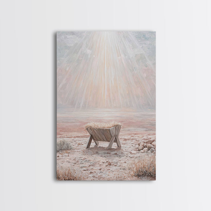 Glory In The Manger | Framed Canvas Print | Christian Wall Art | Christian Art Canvas | Christmas Art | Modern Christian Art | Christian De