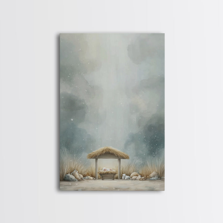Heavenly Manger Light – Framed Canvas Print – Christian Wall Art – Christian Art Canvas – Christmas Art – Christian Decor – Jesus Art