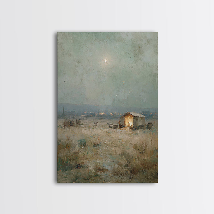 Holy Night Refuge – Framed Canvas Print – Christian Decor – Christian Art Canvas – Christian Wall Art – Jesus Art – Christmas Art