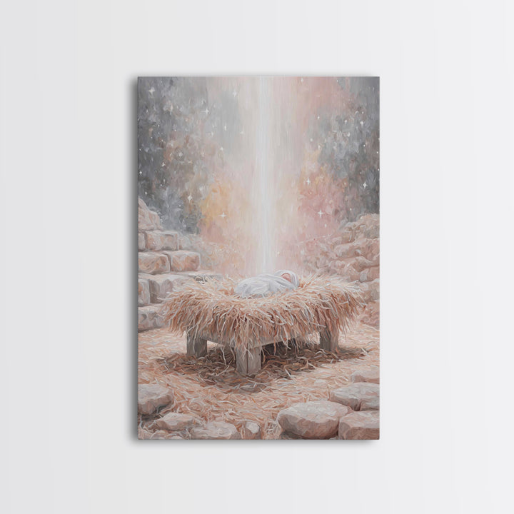 Sacred Night Hush – Framed Canvas Print – Jesus Art – Christian Decor – Christian Art Canvas – Christian Wall Art – Christmas Art
