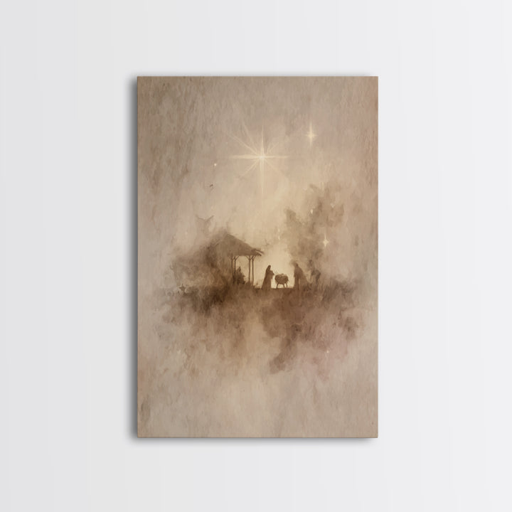 Adoration Starrise – Framed Canvas Print – Christmas Art – Christian Art Canvas – Christian Decor – Jesus Art – Christian Wall Art