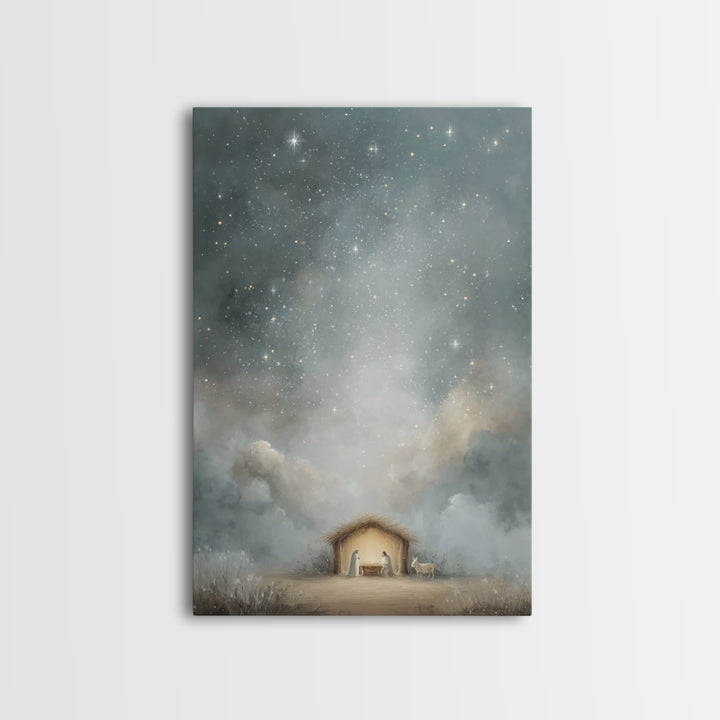 Silent Holy Sky – Framed Canvas Print – Jesus Art – Christian Wall Art – Christian Decor – Christian Art Canvas – Christmas Art