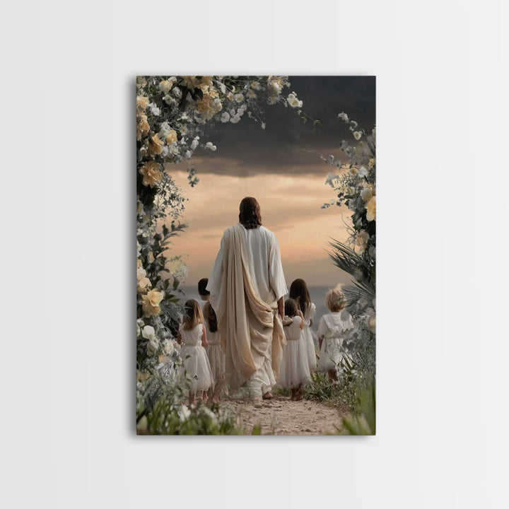 Heaven’s Gentle Walk – Framed Canvas Print – Jesus Painting – Christian Wall Art – Christian Art Canvas – Christian Decor – Christian Art