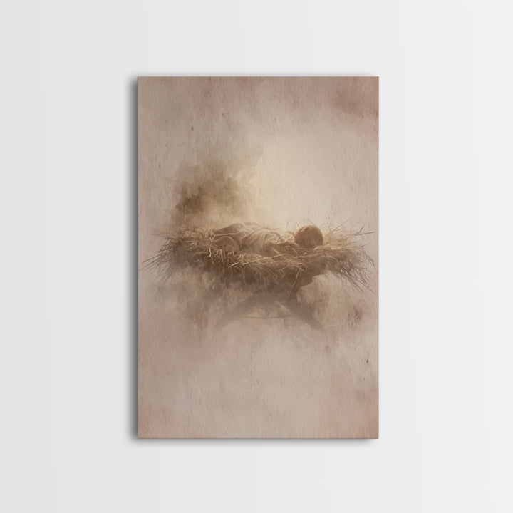 Manger Of Glory – Framed Canvas Print – Christian Christmas Art – Christian Art Canvas – Christian Wall Art – Jesus Painting – Christmas Ar