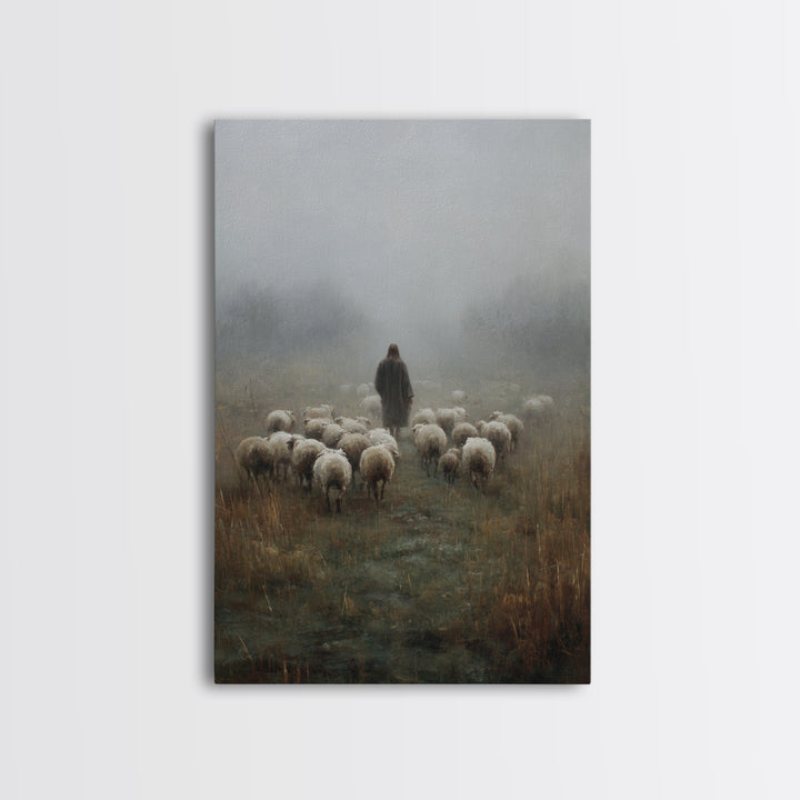 The Shepherd’s Road – Framed Canvas Print – Christian Art Canvas – Christian Wall Art – Jesus Painting – Moody Christian Art – Christian Gi