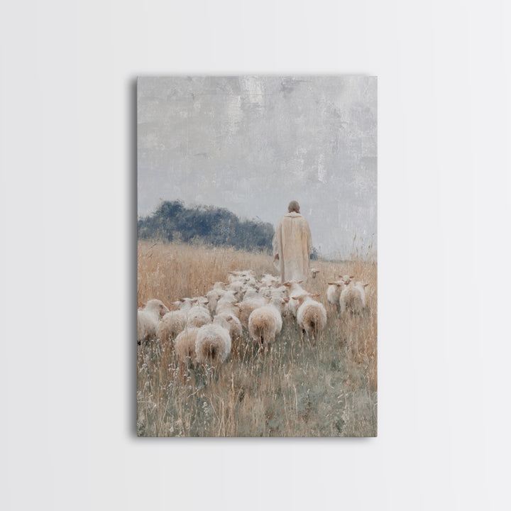 Shepherds Of Grace – Framed Canvas Print – Christian Wall Art – Modern Christian Painting – Jesus Art Print – Christian Decorations – Chris